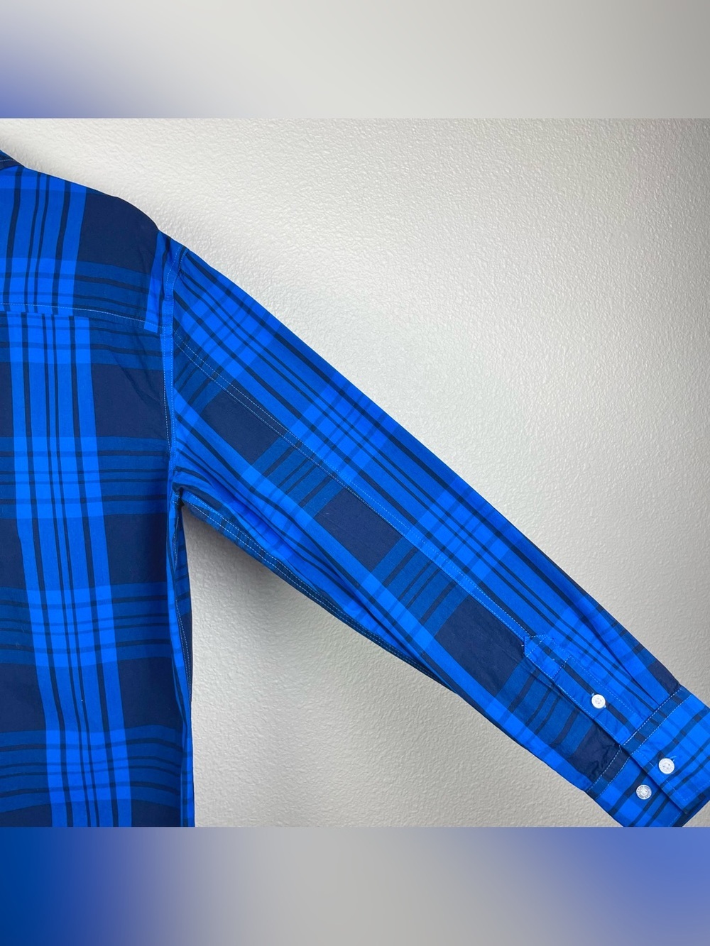 Staple Pigeon Men's Large Blue Plaid Long Sleeve Button Down Collared Shirt - Picture 14 of 16